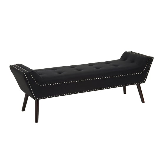 Photo of Alicia fabric hallway seating bench in black with wooden legs