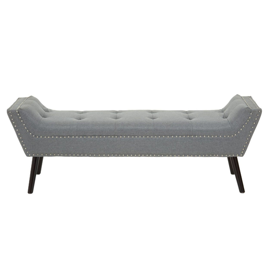 Alicia Fabric Hallway Seating Bench In Grey With Wooden Legs