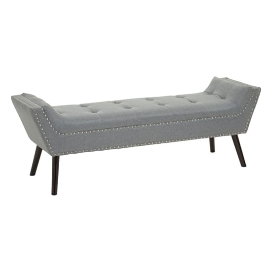 Alicia Fabric Hallway Seating Bench In Grey With Wooden Legs