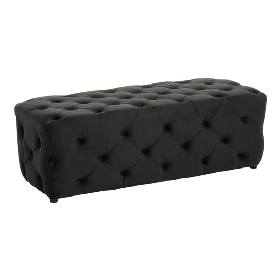 Product photograph of Alicia Velvet Hallway Seating Bench In Black With Wooden Feets from Furniture in Fashion