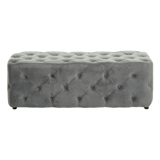 Alicia Velvet Hallway Seating Bench In Grey With Wooden Feets