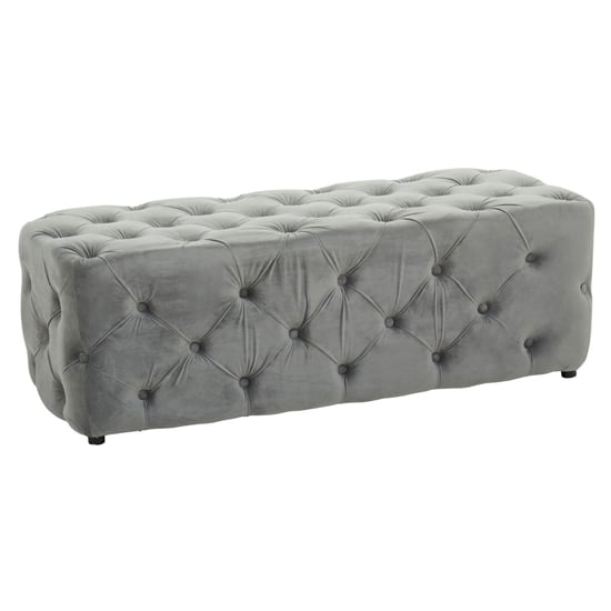 Product photograph of Alicia Velvet Hallway Seating Bench In Grey With Wooden Feets from Furniture in Fashion