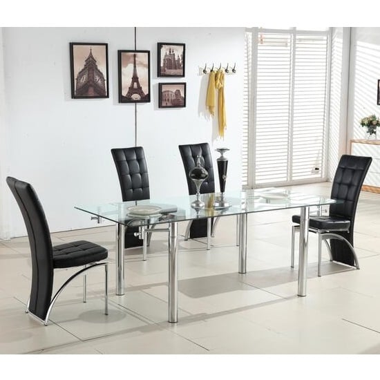 Alicia Extending Glass Dining Table With 6 Ravenna Black Alicia Extending Glass Dining Table With 6 Ravenna Black Chairs