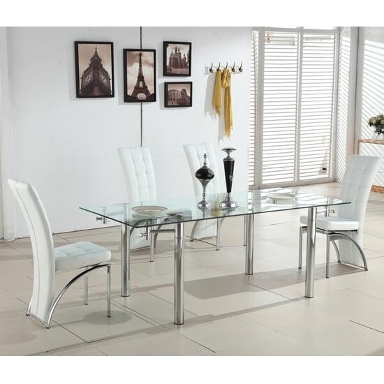 Alicia Extending Gl Dining Table With 6 Ravenna White Alicia Extending Gl Dining Table With 6 Ravenna White Chairs