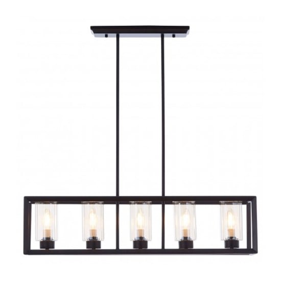 Product photograph of Alike Rectangular 5 Bulbs Pendant Light In Black from Furniture in Fashion