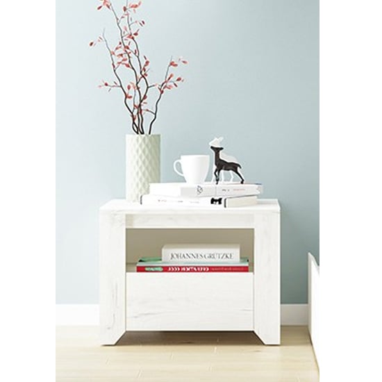 Product photograph of Alink Wooden 1 Drawer Bedside Cabinet In White from Furniture in Fashion