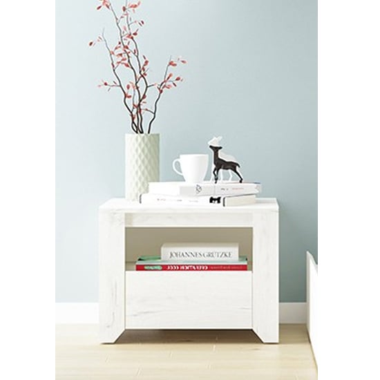 Read more about Alink wooden bedside cabinet with 1 drawer in white