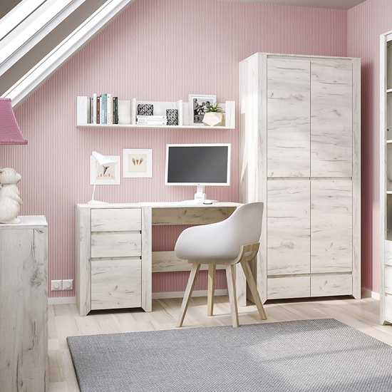 Alink Wooden Wardrobe With 2 Doors 2 Drawers In White