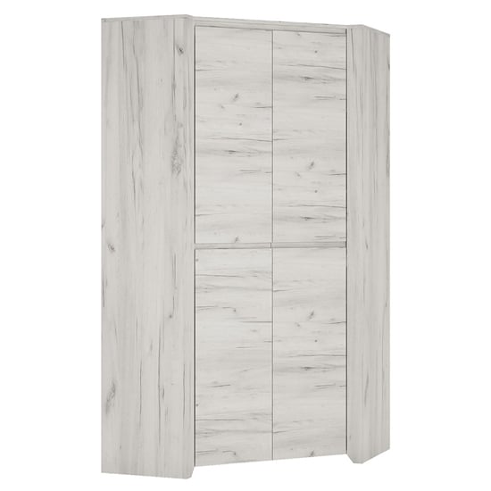 Product photograph of Alink Corner Wooden 2 Doors Wardrobe In White from Furniture in Fashion