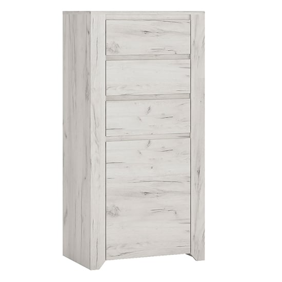 Product photograph of Alink Narrow Wooden 1 Door 3 Drawers Sideboard In White from Furniture in Fashion