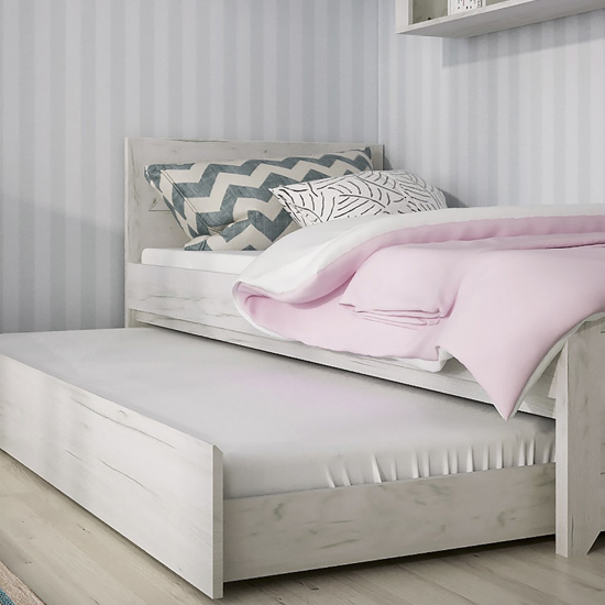 Alink Wooden Single Bed With Underbed Drawer In White