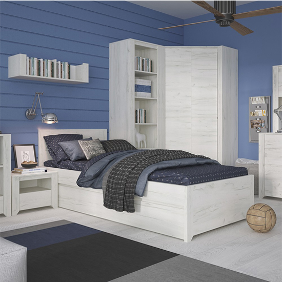 Alink Wooden Single Bed With Underbed Drawer In White