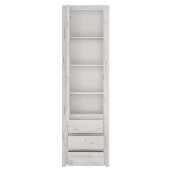 Alink Tall Narrow 1 Door 3 Drawers Bookcase In White