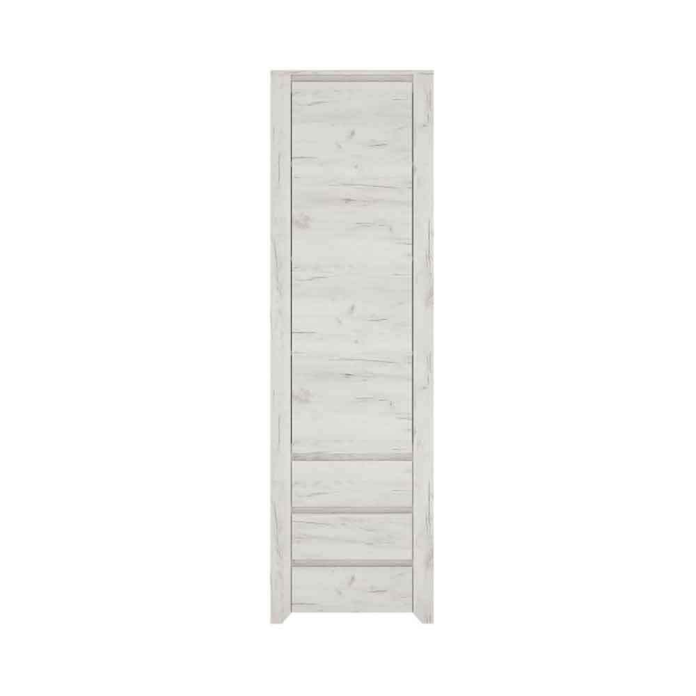 Alink Tall Wooden Cupboard with 1 Door 3 Drawers in White