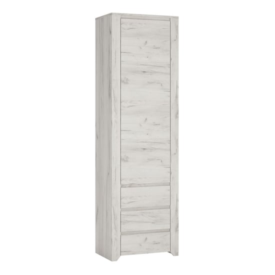 Product photograph of Alink Wooden Wardrobe 1 Door Tall Narrow In White Craft Oak from Furniture in Fashion