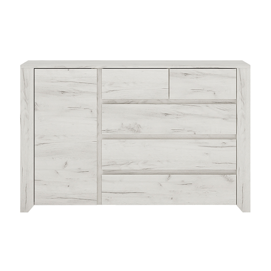 Alink Wooden Sideboard With 1 Door 5 Drawers In White