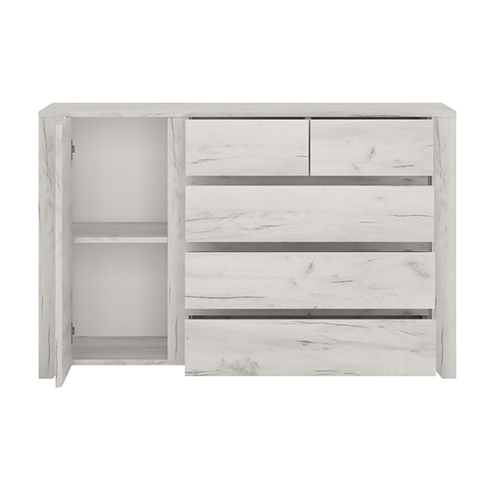 Alink Wooden Sideboard With 1 Door 5 Drawers In White