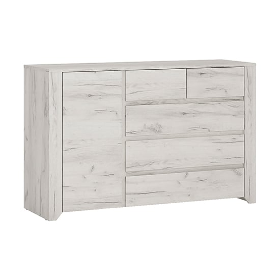 Product photograph of Alink Wooden 1 Door 5 Drawers Sideboard In White from Furniture in Fashion