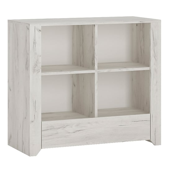 Photo of Alink wooden 1 drawer low bookcase in white