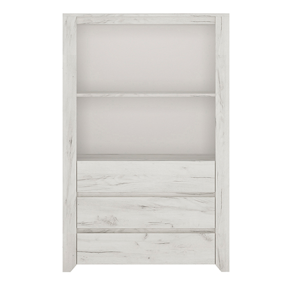 Alink Wooden 3 Drawers Storage Cabinet With Open Shelf In White_3
