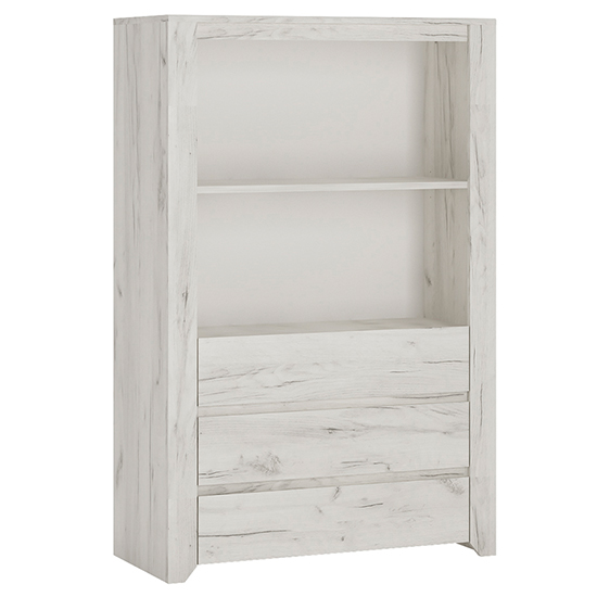 Read more about Alink wooden 3 drawers storage cabinet with open shelf in white