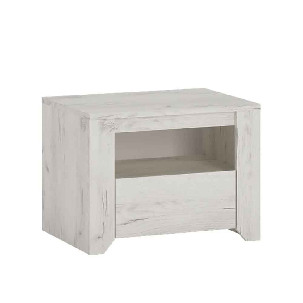 Alink Wooden Bedside Cabinet with 1 Drawer in White