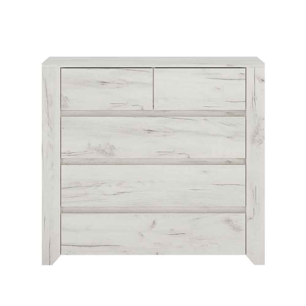 Alink Wooden Chest Of 5 Drawers in White