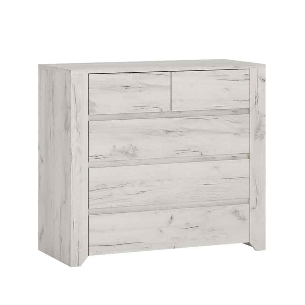 Alink Wooden Chest Of 5 Drawers in White