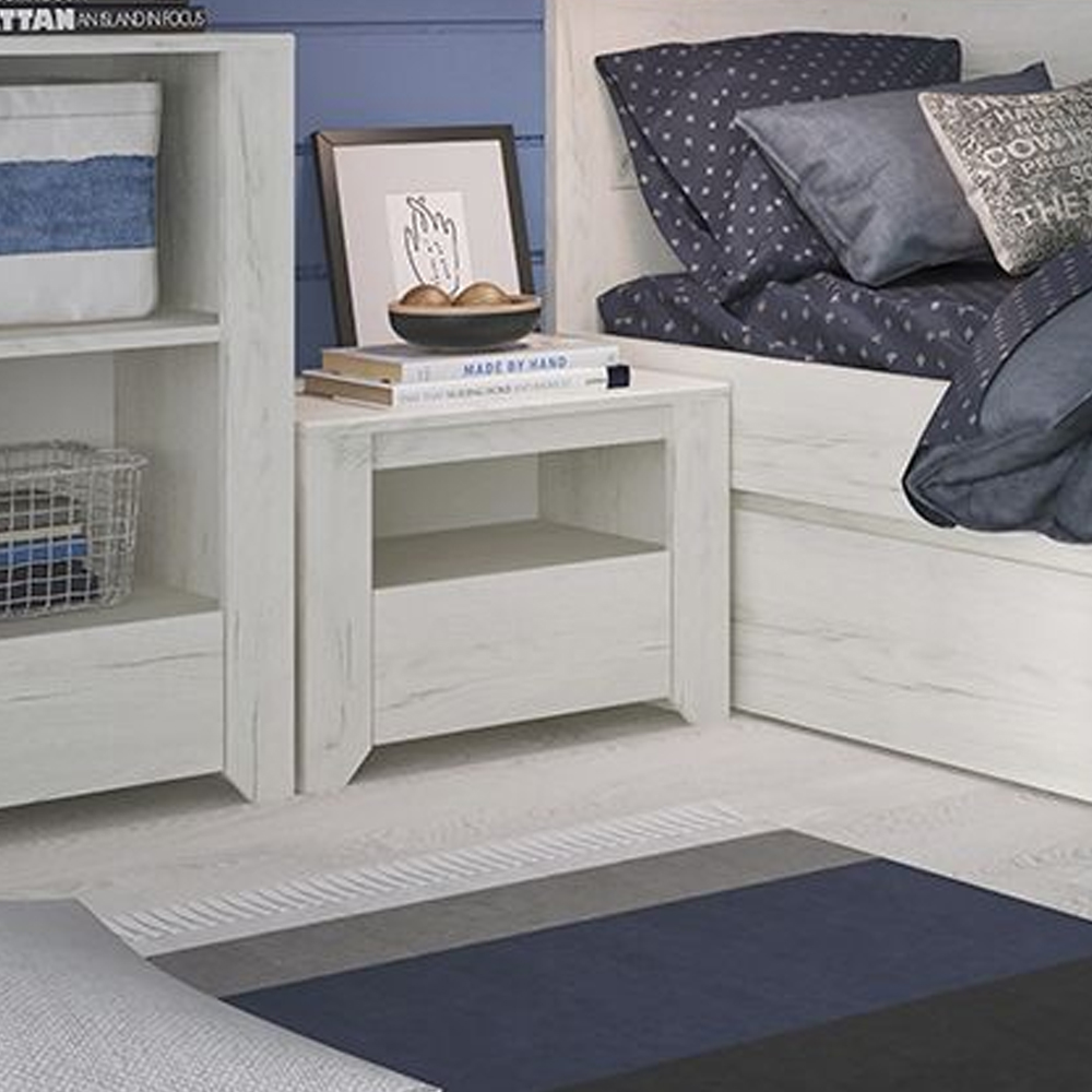 Alink Wooden Furniture Set With 2 Doors Wardrobe In white Oak
