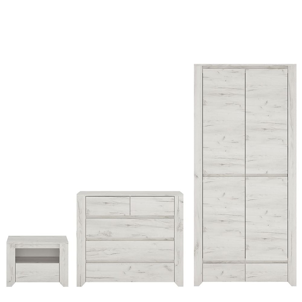 Alink Wooden Furniture Set With 2 Doors Wardrobe In white Oak