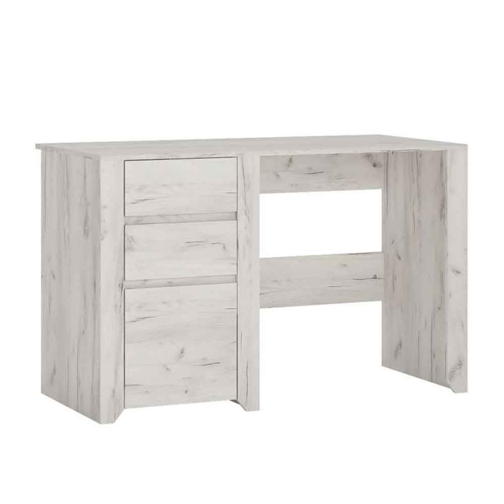 Alink Wooden Laptop Desk with 3 Drawers in White