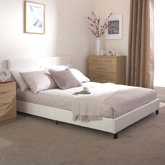 Alcester Faux Leather Double Bed In White