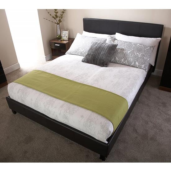 Alcester Faux Leather Double Bed In Black_2