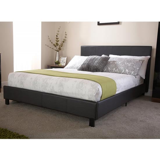 Alcester Faux Leather Double Bed In Black_4