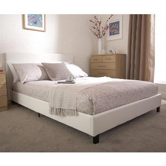 Alcester Faux Leather King Size Bed In White_2