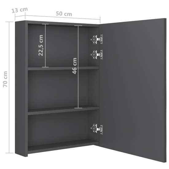 Aliso Bathroom Mirrored Cabinet In Grey With LED