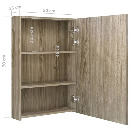 Aliso Bathroom Mirrored Cabinet In Oak With LED