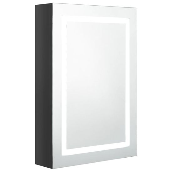 Aliso Bathroom Mirrored Cabinet In Shining Black With LED