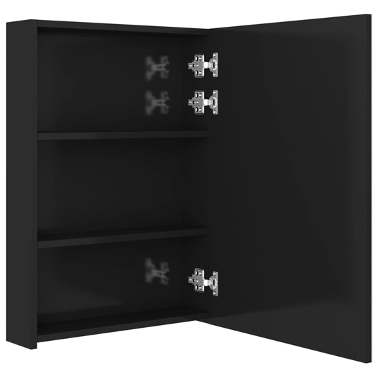Aliso Bathroom Mirrored Cabinet In Shining Black With LED