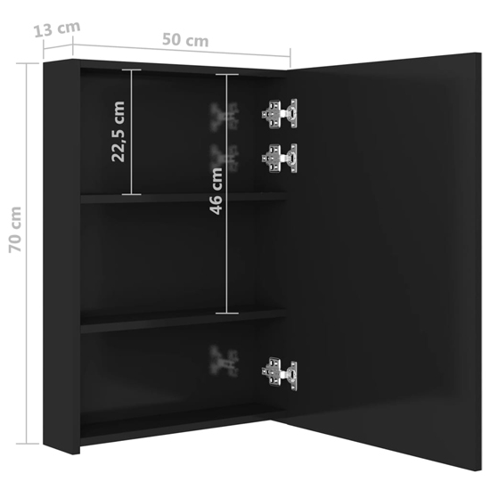 Aliso Bathroom Mirrored Cabinet In Shining Black With LED