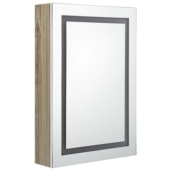Aliso Bathroom Mirrored Cabinet In White And Oak With LED