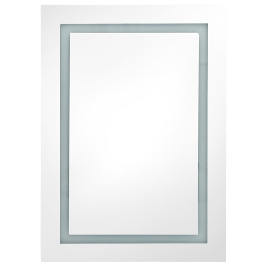 Aliso Bathroom Mirrored Cabinet In White And Oak With LED