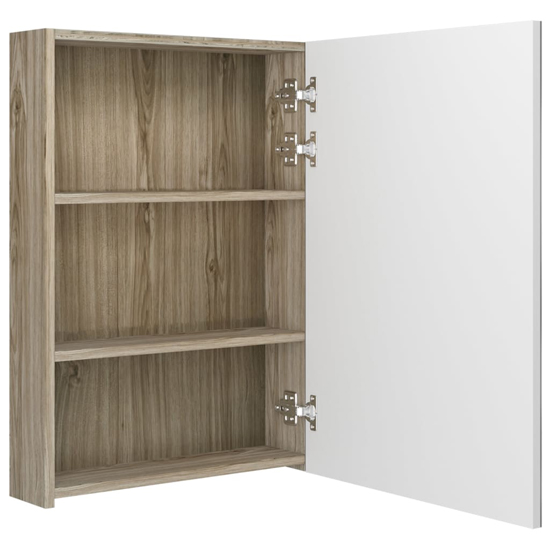 Aliso Bathroom Mirrored Cabinet In White And Oak With LED