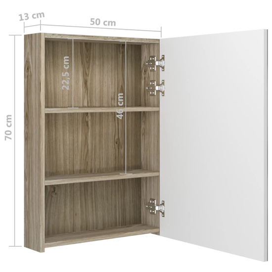Aliso Bathroom Mirrored Cabinet In White And Oak With LED
