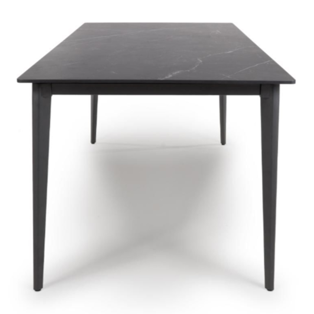 Aliso Large Sintered Stone Dining Table In Black Marble Effect