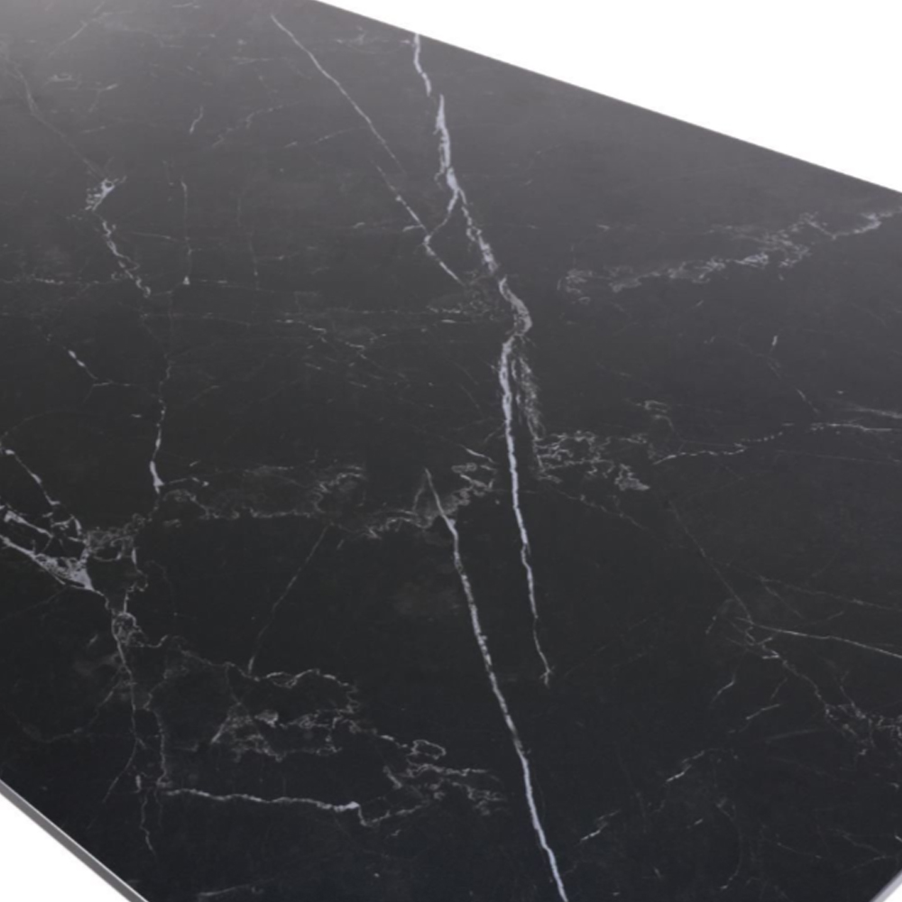 Aliso Large Sintered Stone Dining Table In Black Marble Effect