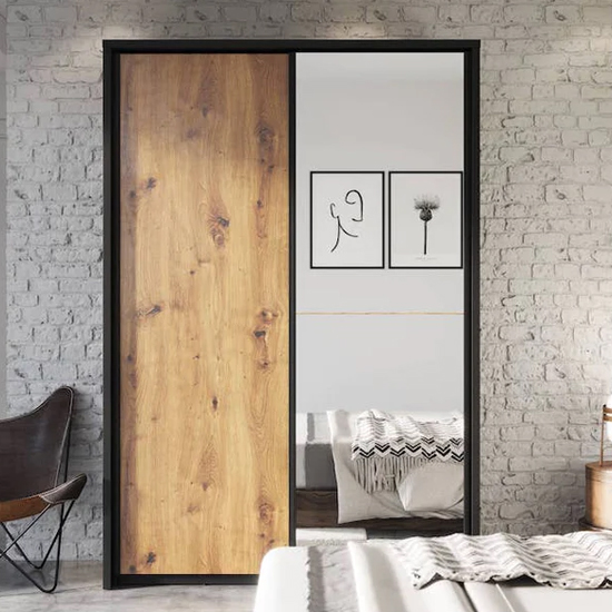 Product photograph of Aliso Large Wardrobe With 2 Sliding Doors In Artisan Oak from Furniture in Fashion