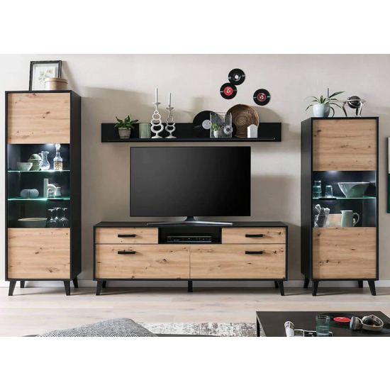 Aliso Living Room Furniture Set 2 In Artisan Oak With LED