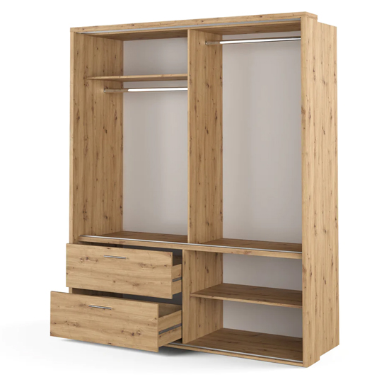Aliso Wardrobe With 2 Sliding Doors With Drawers In Artisan Oak