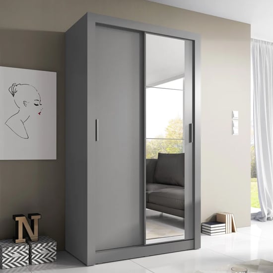 Read more about Aliso wardrobe with 2 sliding doors in matt grey